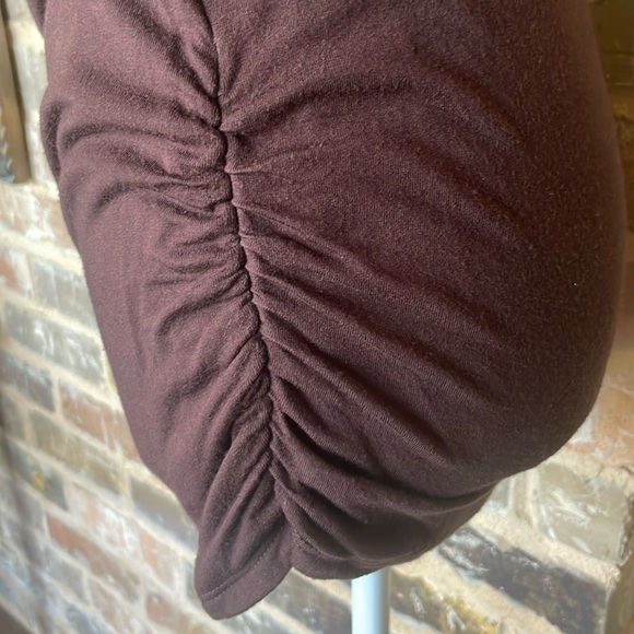 Made By Johnny Brown Wrap V-Neck Top Ruched Sides Dolman Sleeves Size Medium - Picture 7 of 11
